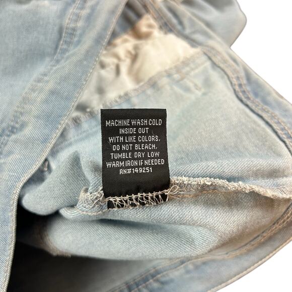 Baccini Jacket Women Petite Sz PS Light Blue Wash Cropped Ruched Shoulders Denim - Picture 10 of 12